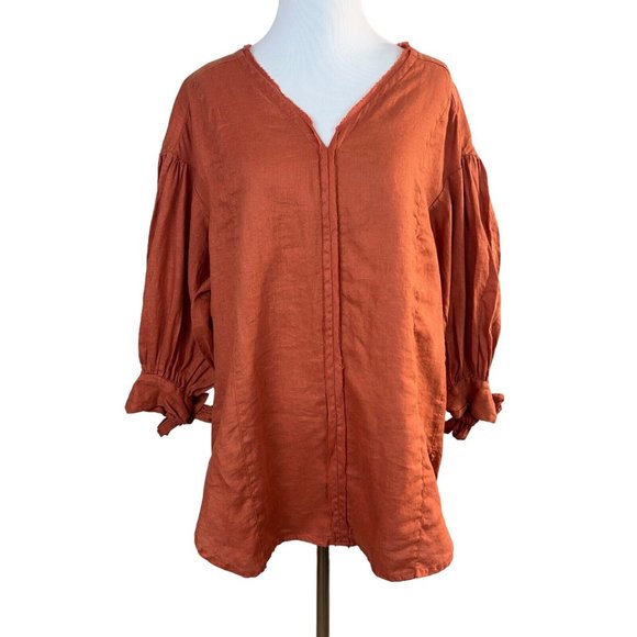 Anthropologie Holding Horses Tunic Top Small Ginnie Linen 3/4 Puff Sleeve‎ - Picture 14 of 14